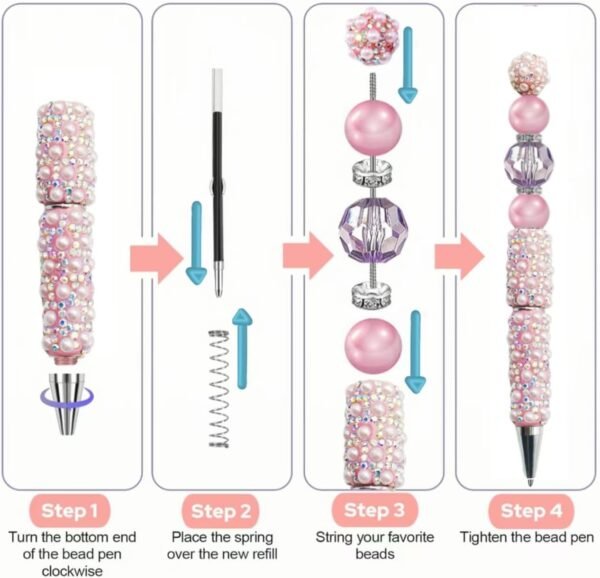 Bfly Diy Beadable Pens Full Pearl Bling Ballpoint Pens - Image 2
