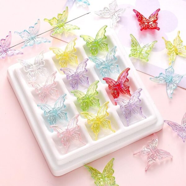 50Pcs Butterfly Acrylic Beads Colorful Butterflies Bead - Image 3