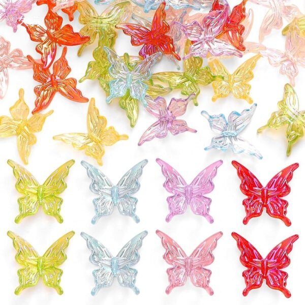 50Pcs Butterfly Acrylic Beads Colorful Butterflies Bead