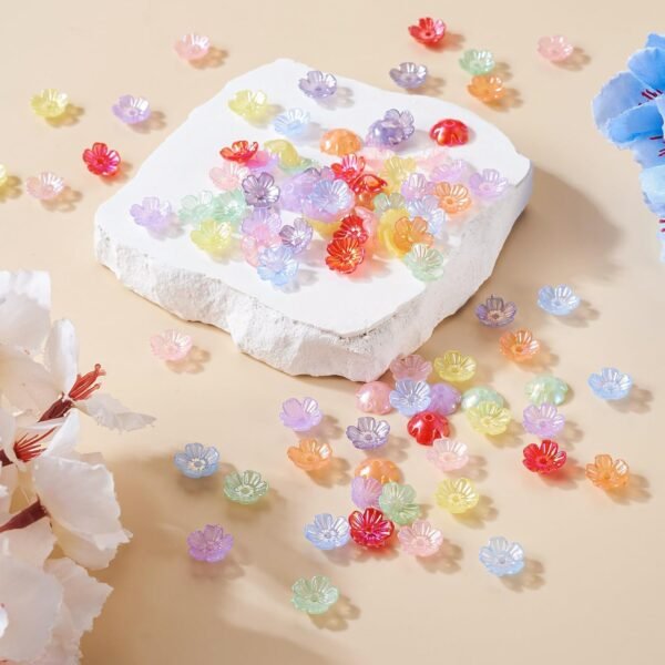 Bfly Diy 200Pcs Acrylic Flower Beads for Bracelets Plastic Beads Mixed color - Image 2