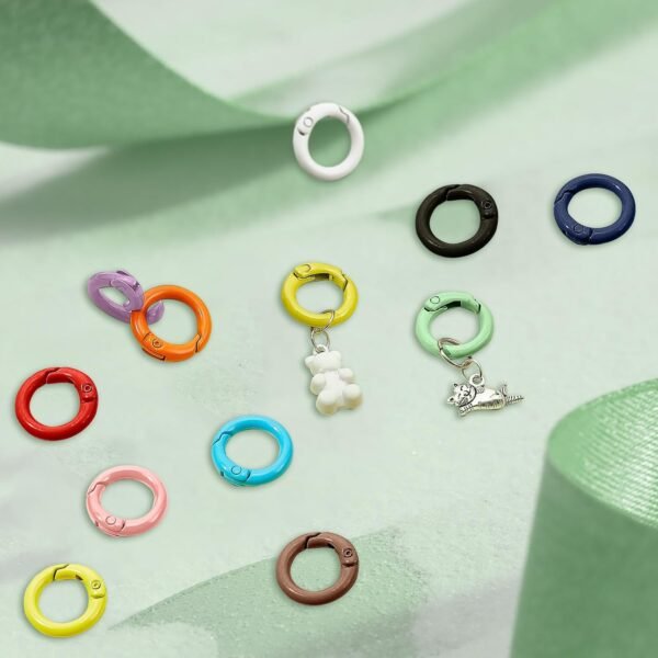 12 Mixed Colors Metal O Rings 25MM  DIY Crafts Accessories Clip Circle - Image 2