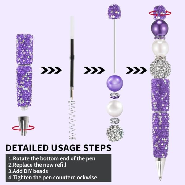 10Pcs Bfly Glitter Beadable Pen Full Rhinestone Pens Diy - Image 2