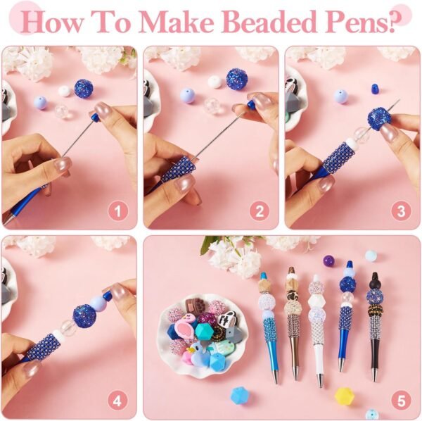 10pcs Rhinestone Beaded Pens Plastic DIY Crystal Bling Diy - Image 2