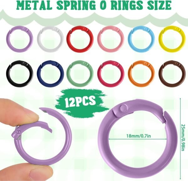 12 Mixed Colors Metal O Rings 25MM  DIY Crafts Accessories Clip Circle - Image 3