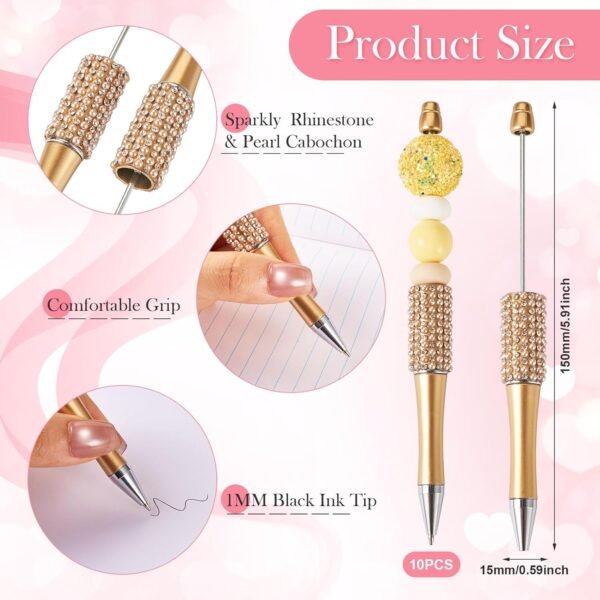 10pcs Rhinestone Beaded Pens Plastic DIY Crystal Bling Diy - Image 4