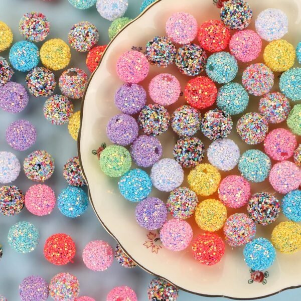 50Pcs 16mm Glitter Sequin Beads Colorful Shiny Round Beads Acrylic Beads for DIY - Image 3