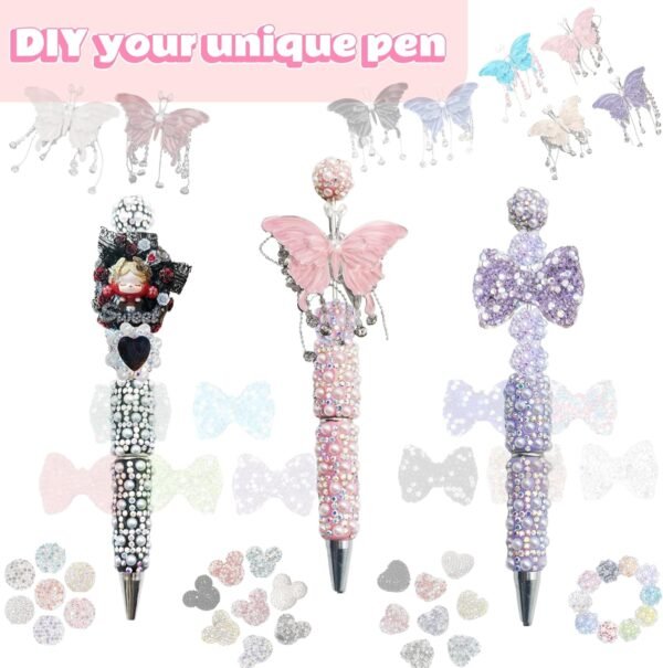 Bfly Diy Beadable Pens Full Pearl Bling Ballpoint Pens - Image 3