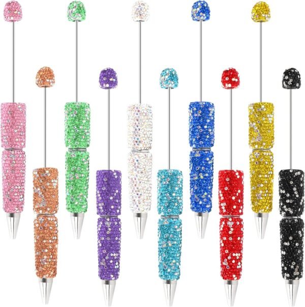 10Pcs Bfly Glitter Beadable Pen Full Rhinestone Pens Diy