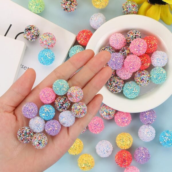 50Pcs 16mm Glitter Sequin Beads Colorful Shiny Round Beads Acrylic Beads for DIY - Image 2