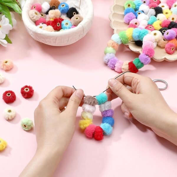 100 Pcs Pom Pom Fur Beads Mixed Color Pom Pom Spacer Beads - Image 4