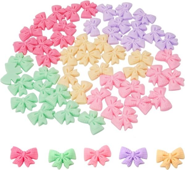 Bfly 50PCS Candy Colors Resin Bow Charms Diy