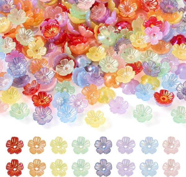 Bfly Diy 200Pcs Acrylic Flower Beads for Bracelets Plastic Beads Mixed color