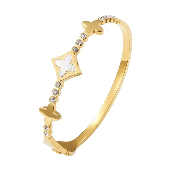 Wholesale Custom 316L Stainless Steel Fashion Jewelry 18K Gold Plated Crystal Classic love Cuff Bracelet Bangle for Women Men - Image 3