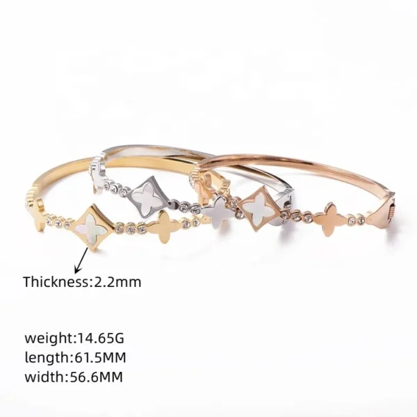 Wholesale Custom 316L Stainless Steel Fashion Jewelry 18K Gold Plated Crystal Classic love Cuff Bracelet Bangle for Women Men - Image 2