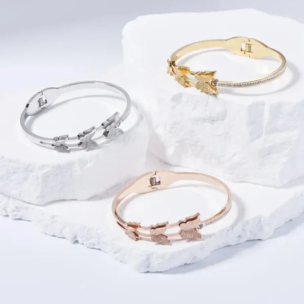 Stainless Steel Butterfly Jewelry butterfly Bracelet butterfly Bangle Women Bracelet 18k Gold Jewelry Gold Bracelet - Image 3