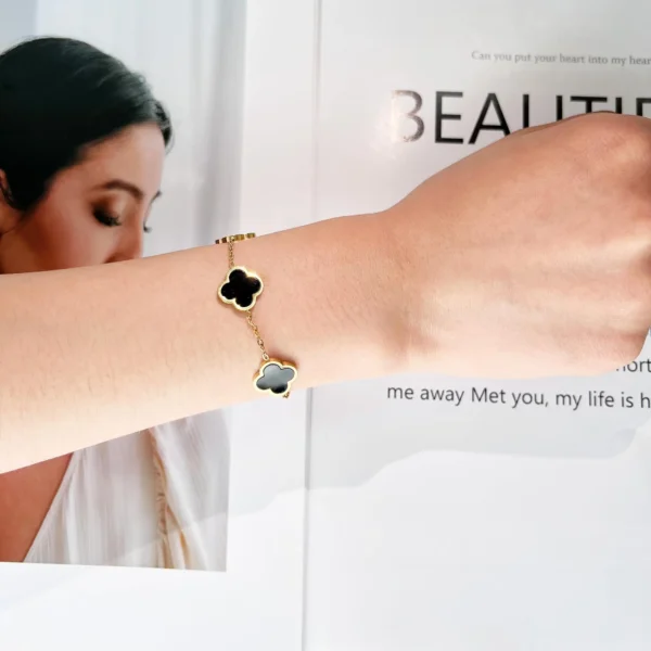18K Gold Plated Clover Lucky Bracelet for Women - Image 3