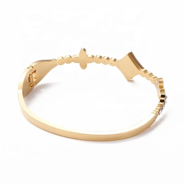 Wholesale Custom 316L Stainless Steel Fashion Jewelry 18K Gold Plated Crystal Classic love Cuff Bracelet Bangle for Women Men - Image 6
