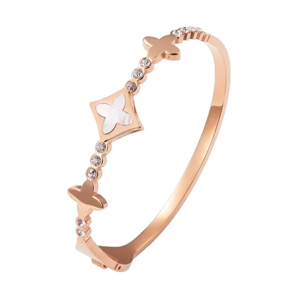 Wholesale Custom 316L Stainless Steel Fashion Jewelry 18K Gold Plated Crystal Classic love Cuff Bracelet Bangle for Women Men - Image 4