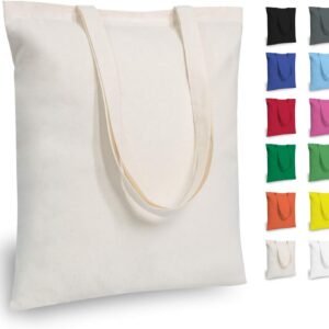 Economical Cotton Tote Bags, Lightweight Medium Reusable Grocery Shopping Cloth Bags